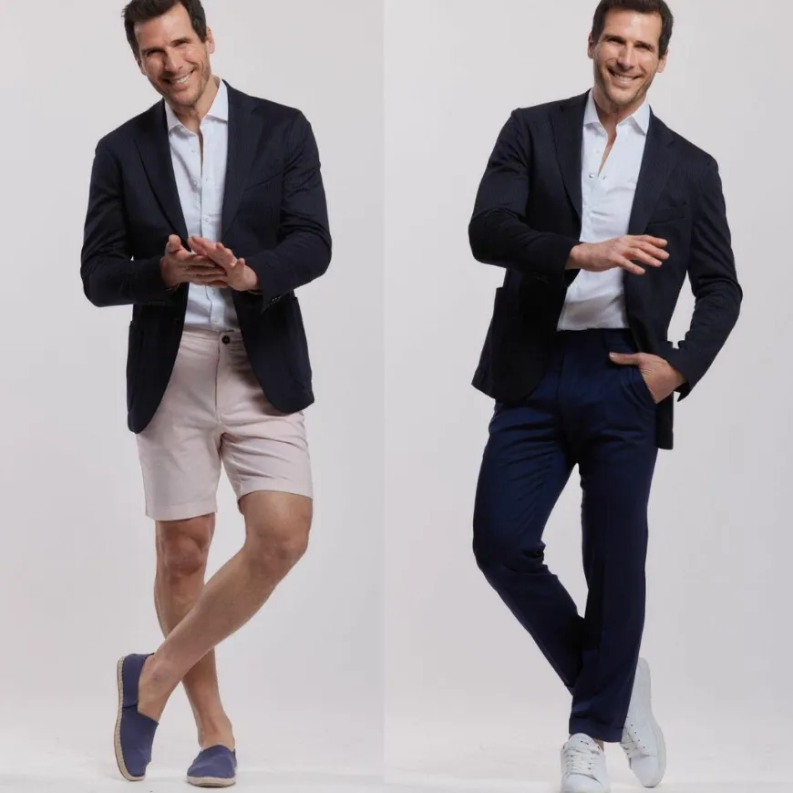 Blazer confort Gianni rayures craie