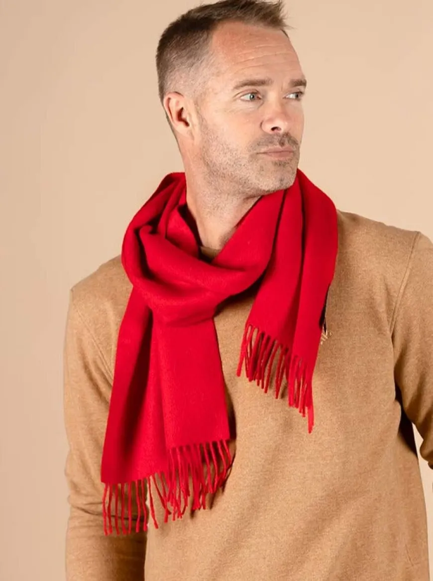 Écharpe bio en baby alpaga rouge