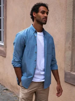 Chemise chambray Émile bleu clair