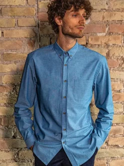Chemise chambray Émile bleu clair