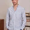 Chemise chambray Émile rayé bleu