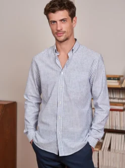 Chemise chambray Émile rayé bleu