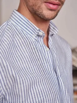 Chemise chambray Émile rayé bleu