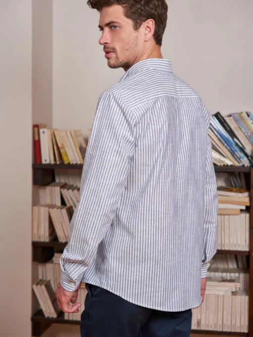 Chemise chambray Émile rayé bleu
