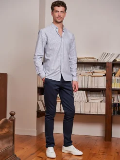Chemise chambray Émile rayé bleu