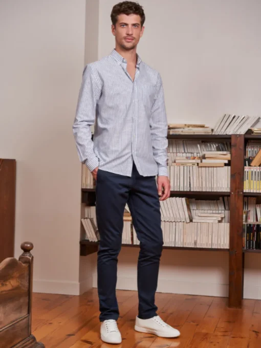 Chemise chambray Émile rayé bleu