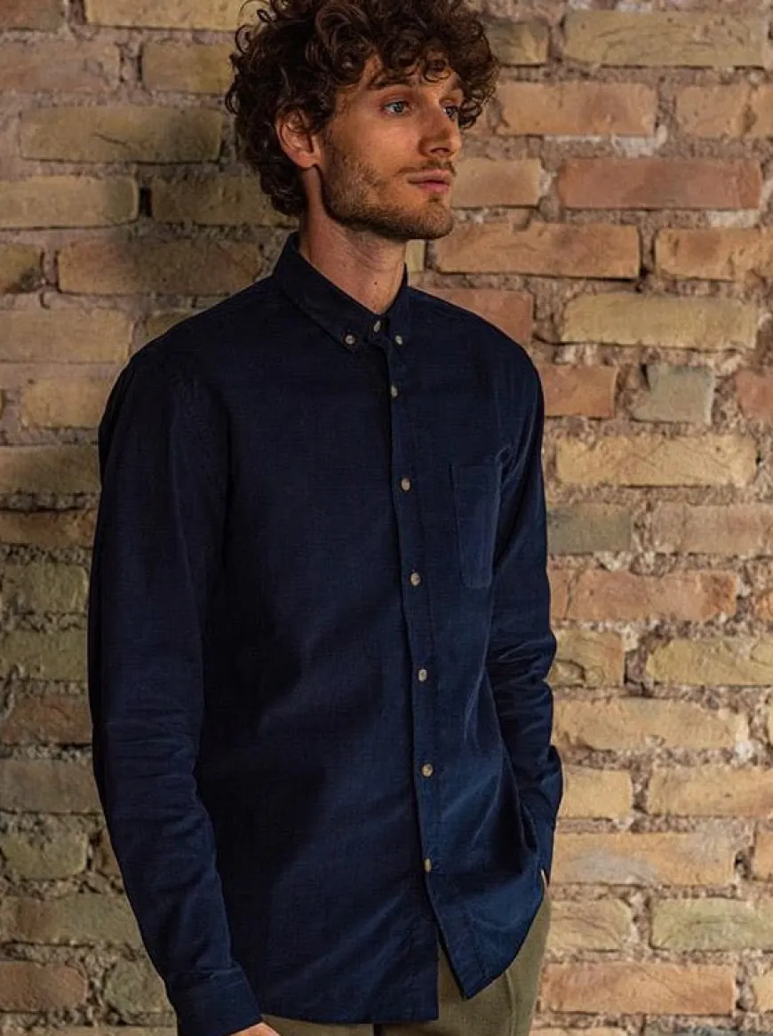 Chemise corduroy Émile bleu marine