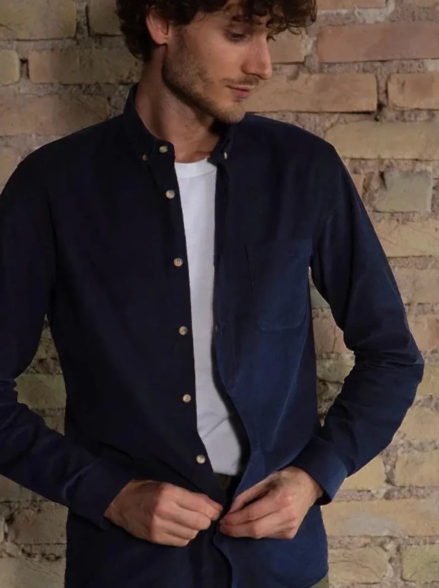 Chemise corduroy Émile bleu marine