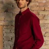 Chemise corduroy Émile bordeaux