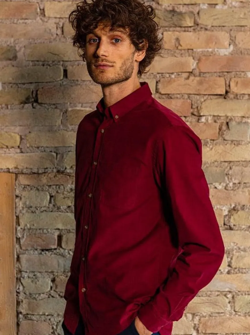 Chemise corduroy Émile bordeaux