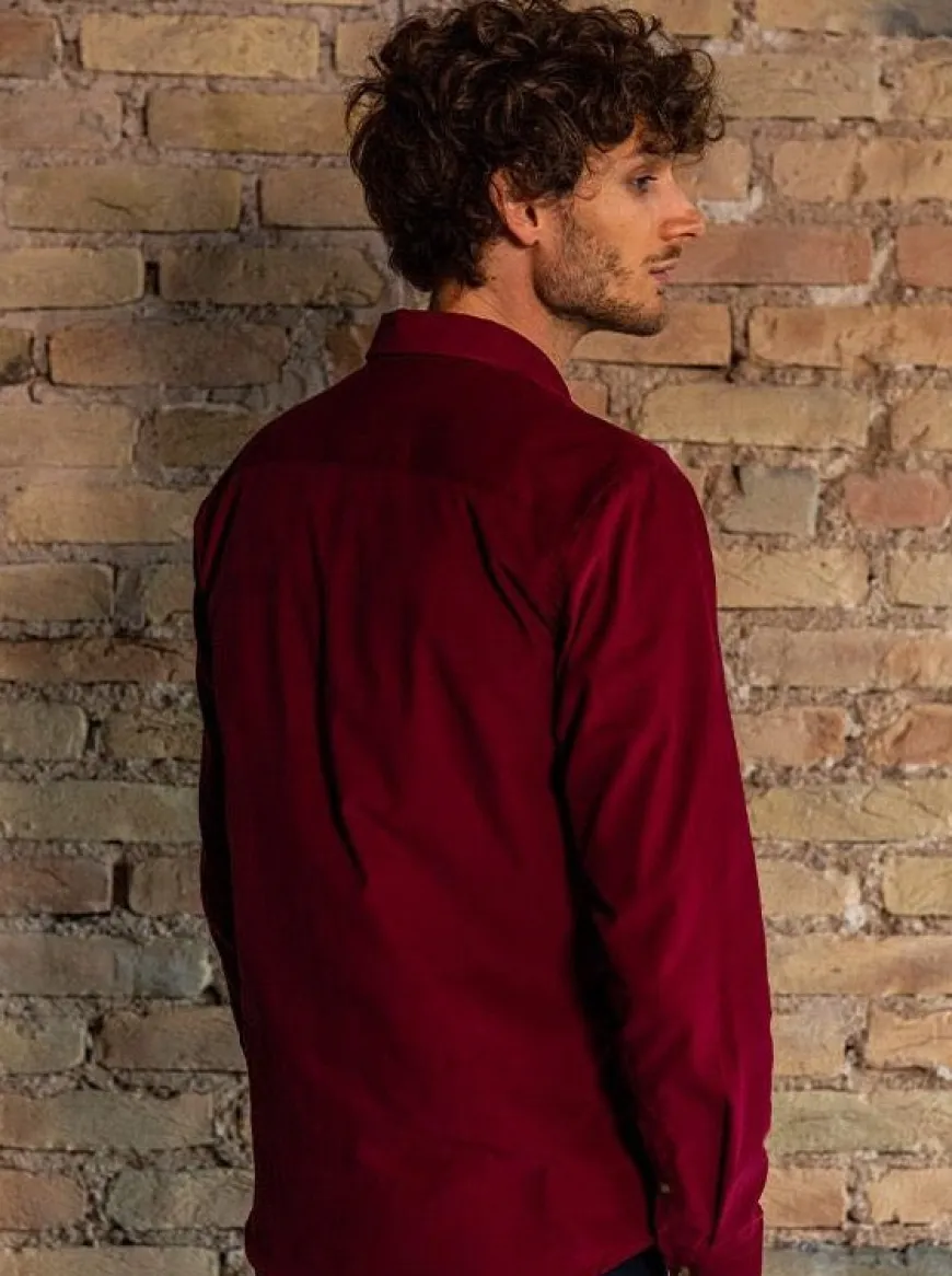 Chemise corduroy Émile bordeaux
