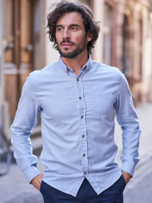 Chemise en flanelle Émile bleu ciel