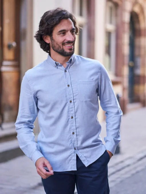 Chemise en flanelle Émile bleu ciel