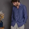 Chemise lin chambray bleu