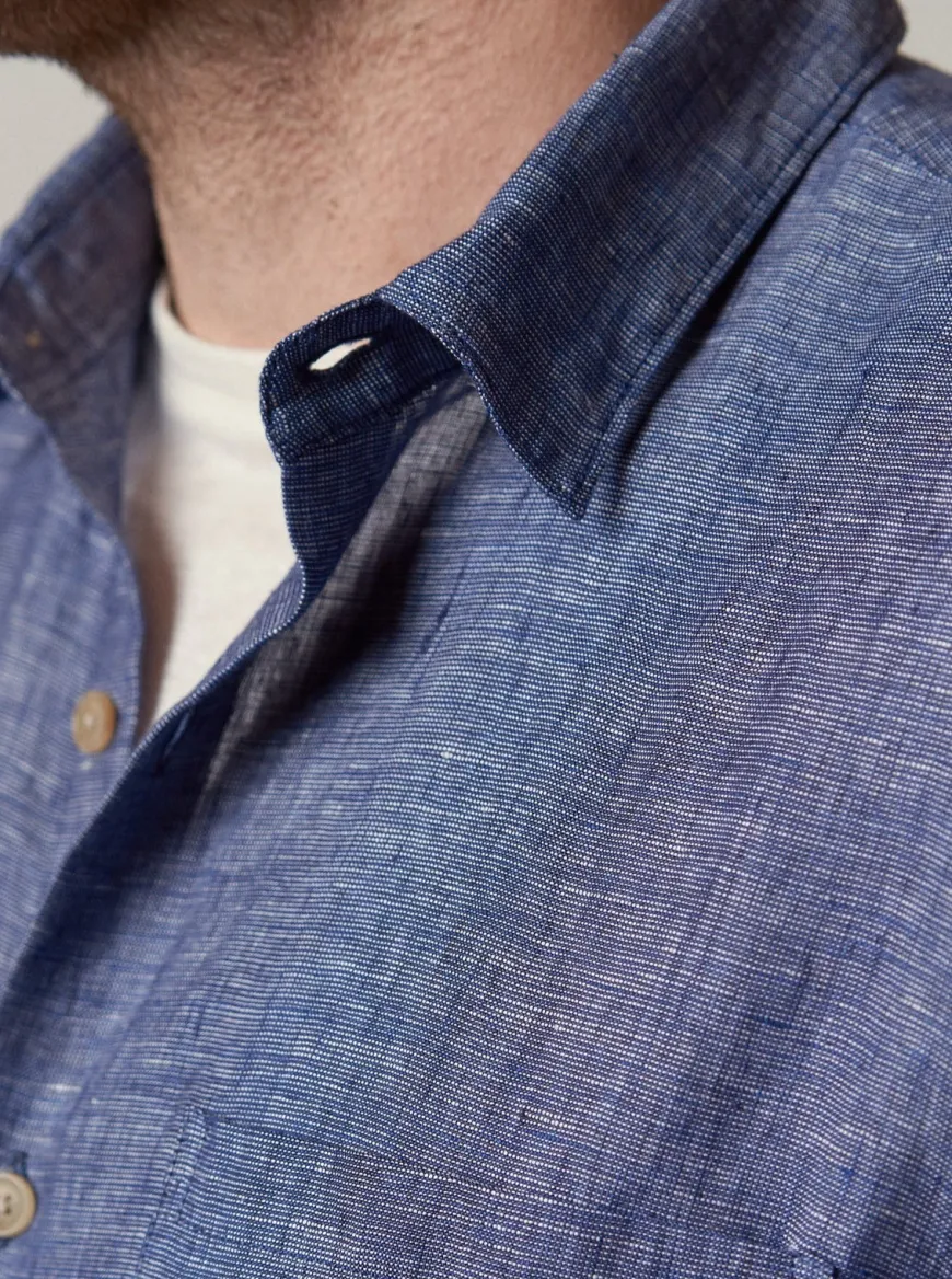 Chemise lin chambray bleu