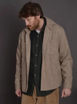 Chemise lin chevrons vert forêt