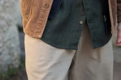 Chemise lin chevrons vert forêt