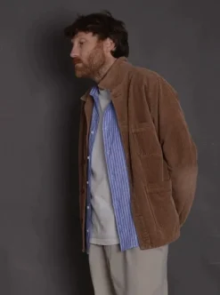 Chemise lin Malte bleu azure rayée