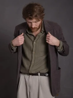 Chemise lin vert foncé