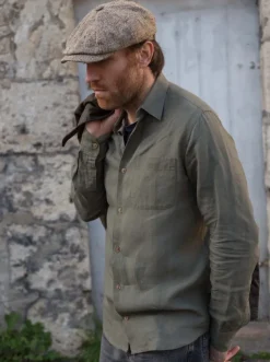 Chemise lin vert foncé