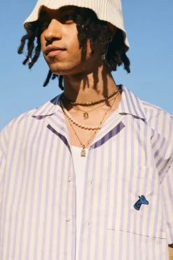 Chemisette upcyclée rayures Lavande