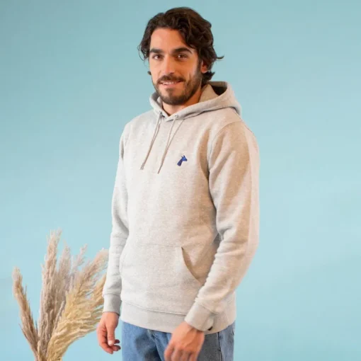 Hoodie gris brodé unisexe