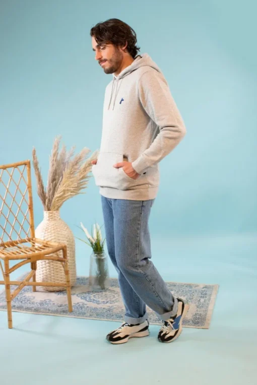Hoodie gris brodé unisexe