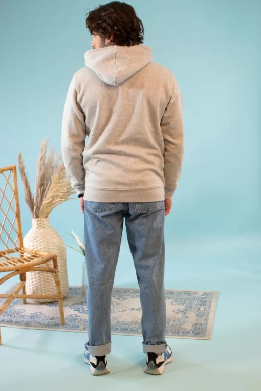 Hoodie gris brodé unisexe