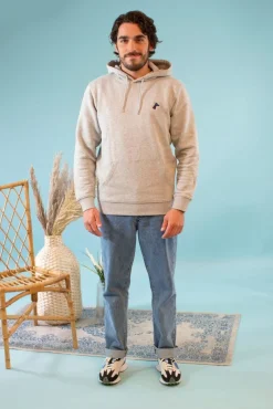 Hoodie gris brodé unisexe