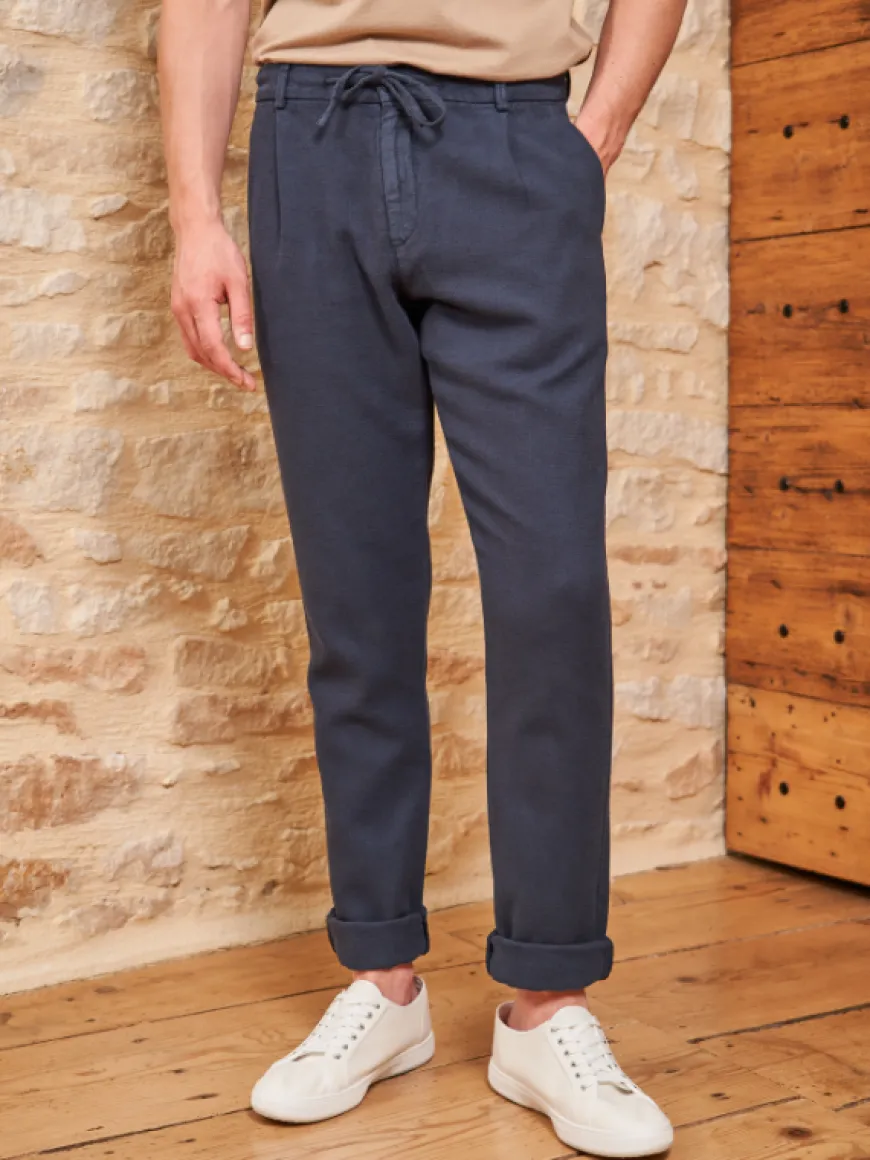 Jogpant Gaston coton et lin marine