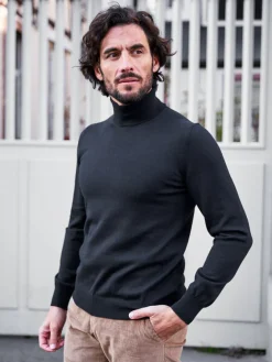 Pull col roulé en laine Henry noir