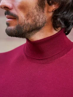Pull col roulé en laine Henry bordeaux