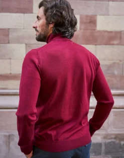 Pull col roulé en laine Henry bordeaux