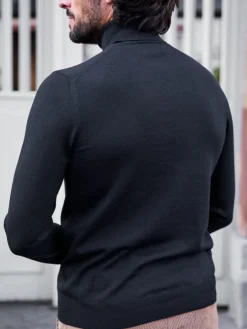 Pull col roulé en laine Henry noir