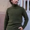 Pull col roulé en laine Marius kaki