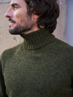 Pull col roulé en laine Marius kaki