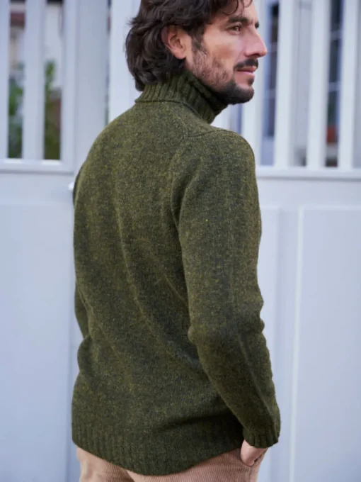 Pull col roulé en laine Marius kaki