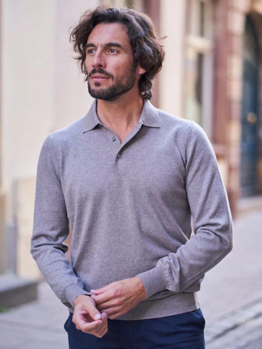Pull en laine col polo Jonas beige