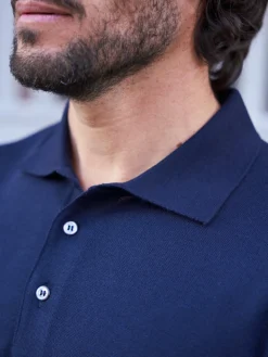 Pull en laine col polo Jonas bleu marine