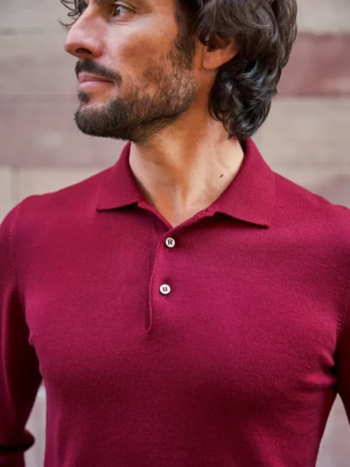 Pull en laine col polo Jonas bordeaux