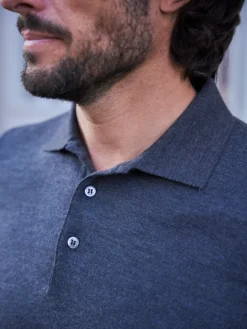 Pull en laine col polo Jonas gris foncé