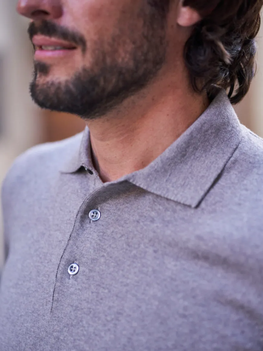 Pull en laine col polo Jonas beige