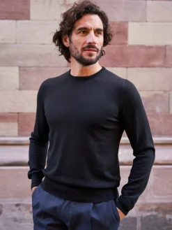 Pull en laine col rond Gabin noir