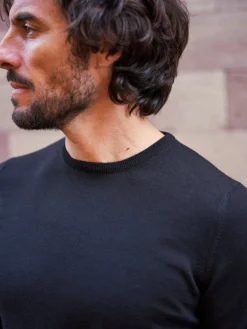 Pull en laine col rond Gabin noir