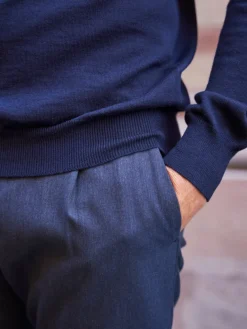 Pull en laine col rond Gabin bleu marine