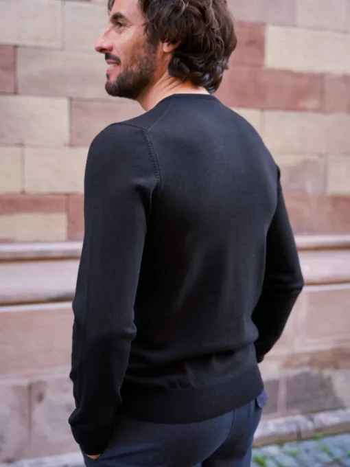 Pull en laine col rond Gabin noir