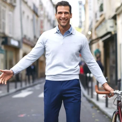 Pull sportif Amsterdam gris perle