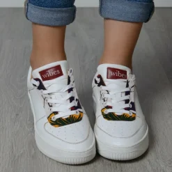 Sneakers Rétro Floral Tonal