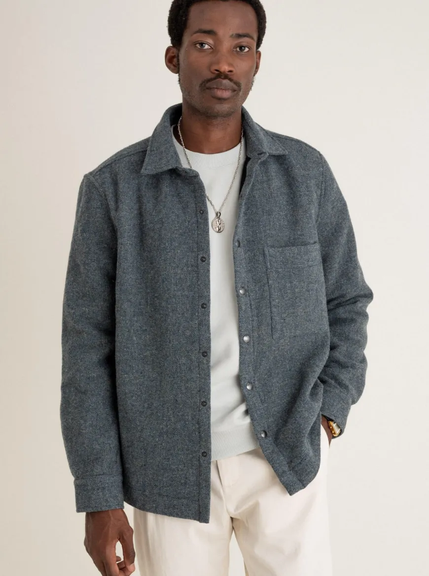 Sur-chemise Leno larger Smoky blue