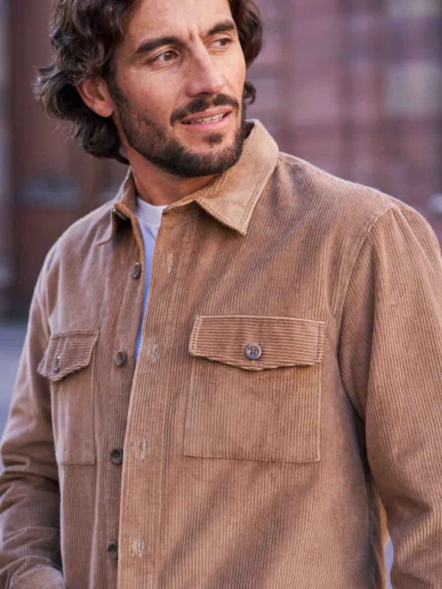 Sur-chemise Zach corduroy beige